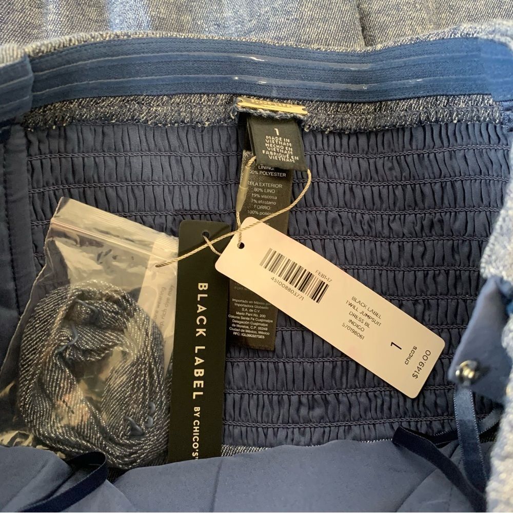 Chicos Black Label Linen Twill Jumpsuit Wide Leg Removable Straps Sz 8 (M) - Picture 4 of 12